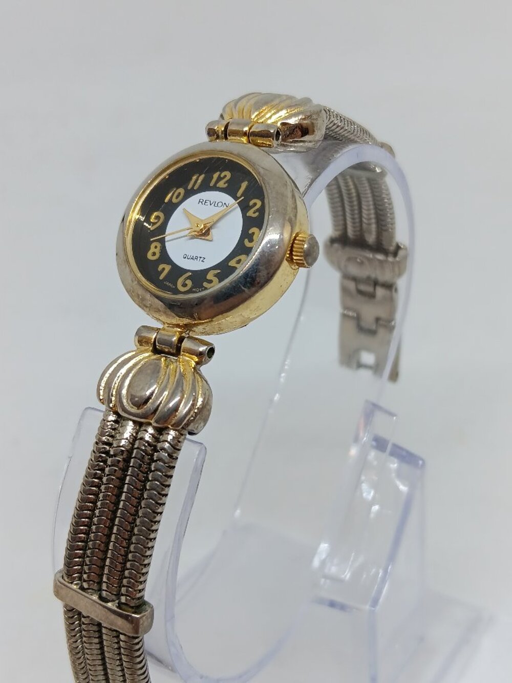 Vintage Revlon RVL012 Women's 21mm Two Tone Black Dial Japanese Quartz Watch